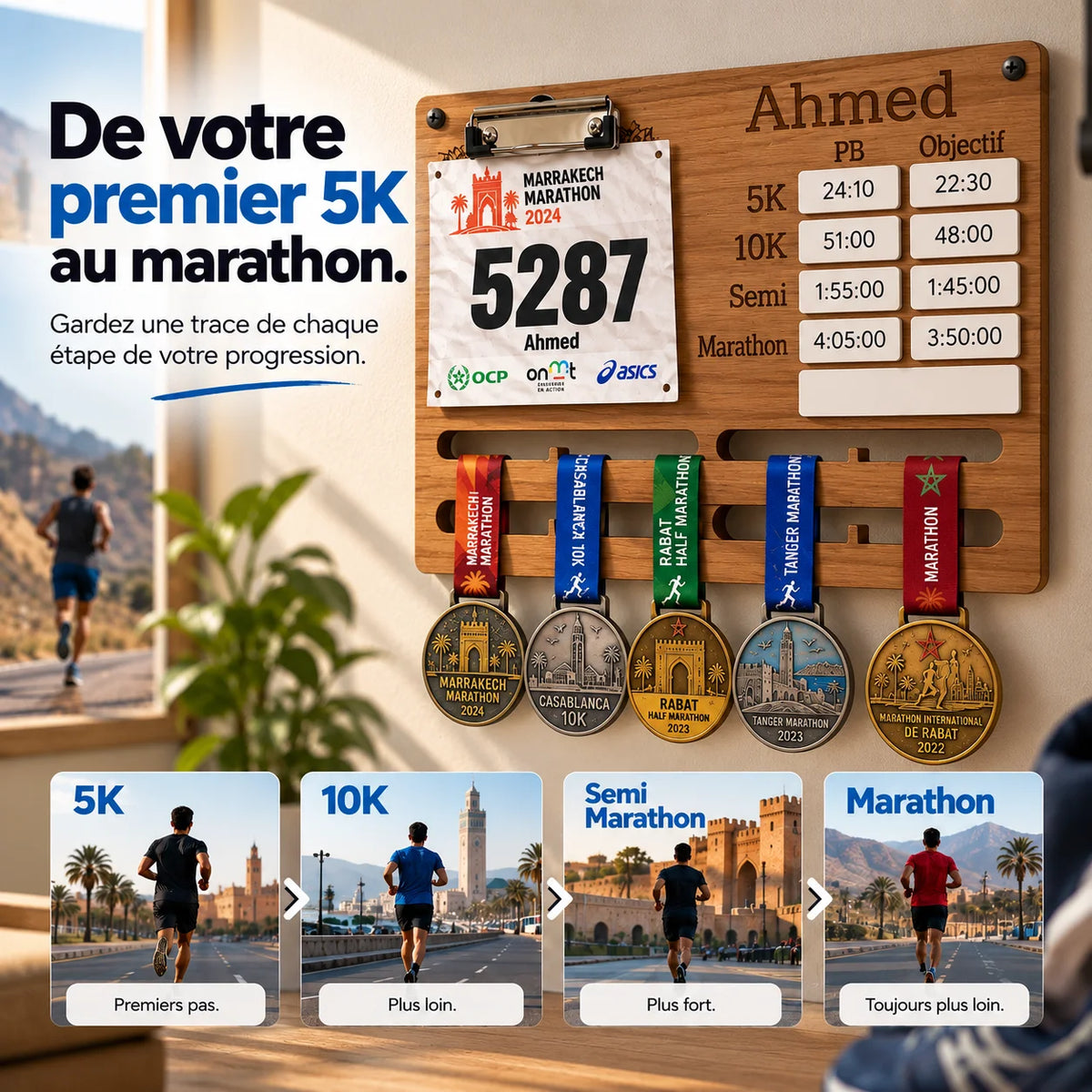 Porte-Médailles de Course Personnalisé