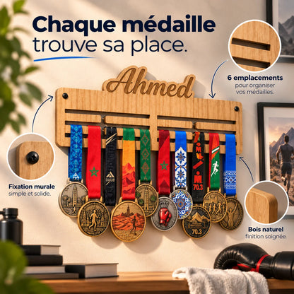 Porte-Médailles en Bois Personnalisé