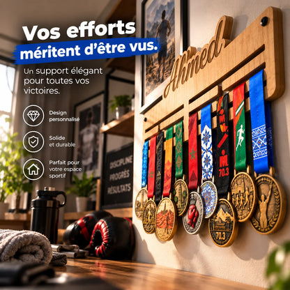 Porte-Médailles en Bois Personnalisé