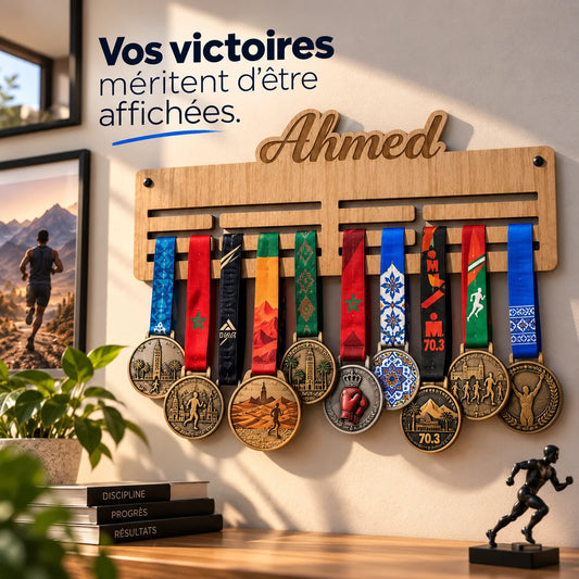Porte-Médailles en Bois Personnalisé